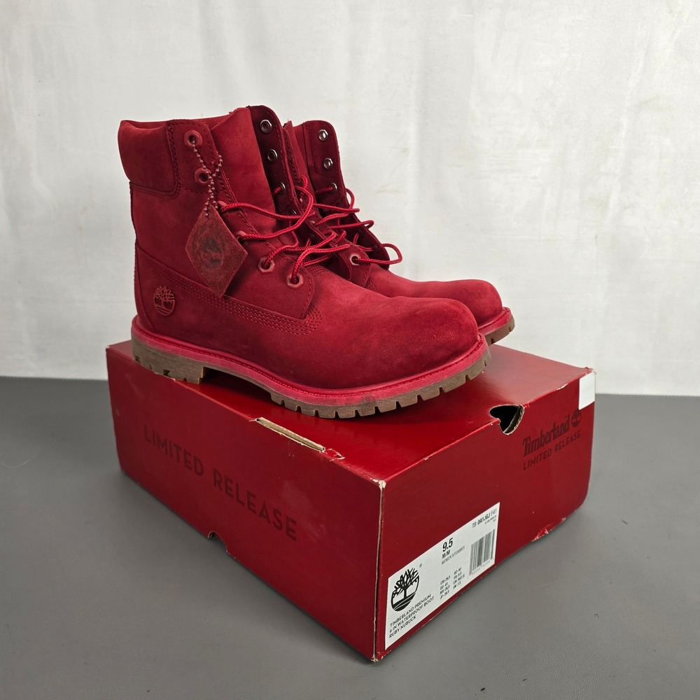 Timberland Premium 6 Waterproof Boot Ruby Nubuck Red Womens 9.5 Limited Release
